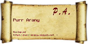 Purr Arany névjegykártya